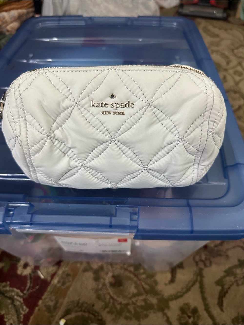 Kate Spade Quilted White Cosmetic Pouch